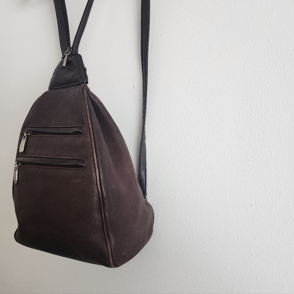 Nine West 90s Dark Academia Grunge Genuine Pebbled Leather Convertible Mini Bag - Picture 5 of 17